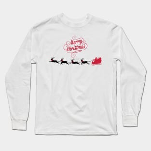 Santa's Sleigh and Reindeer Merry Christmas Long Sleeve T-Shirt